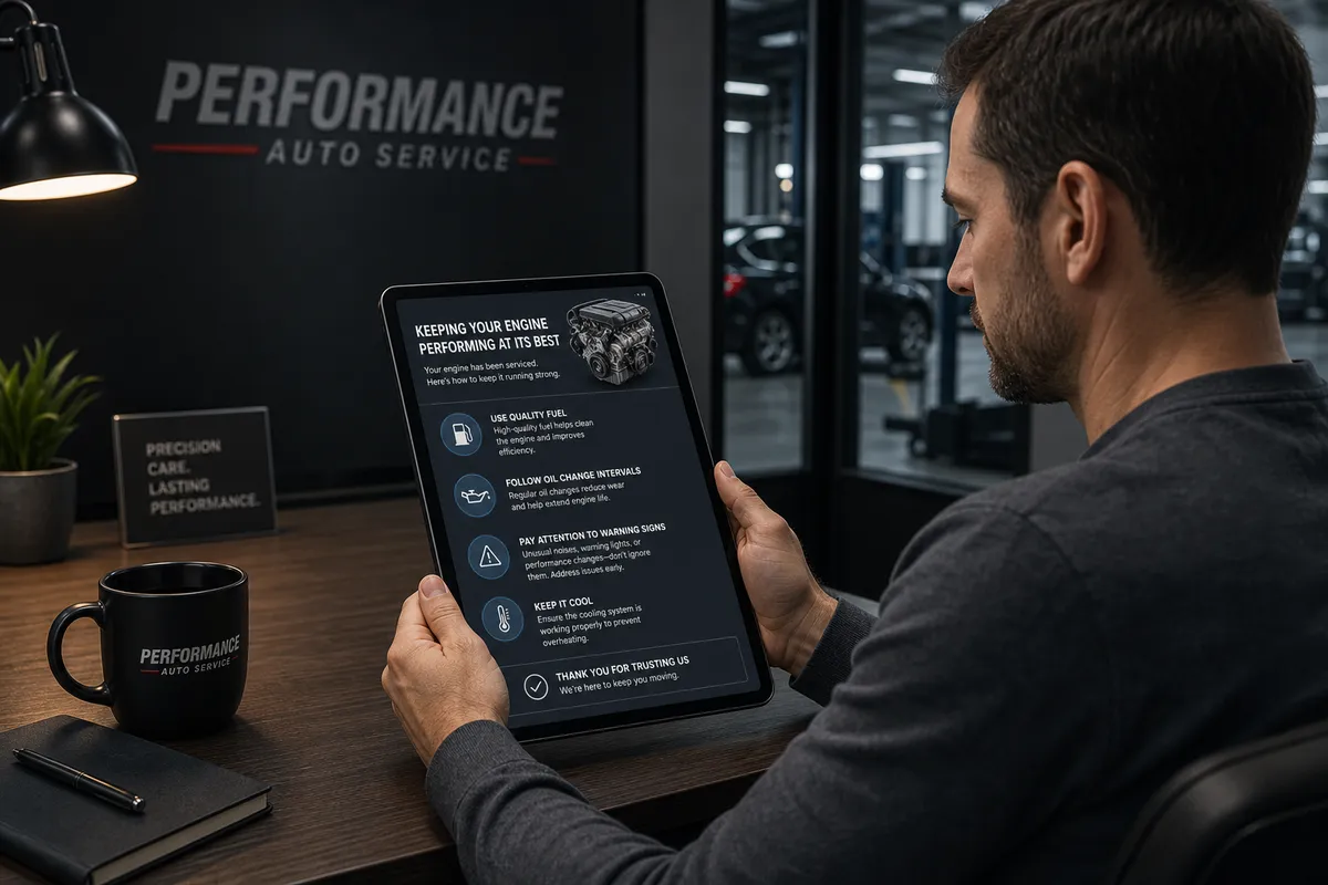 Reader studying educational vehicle verification material on tablet