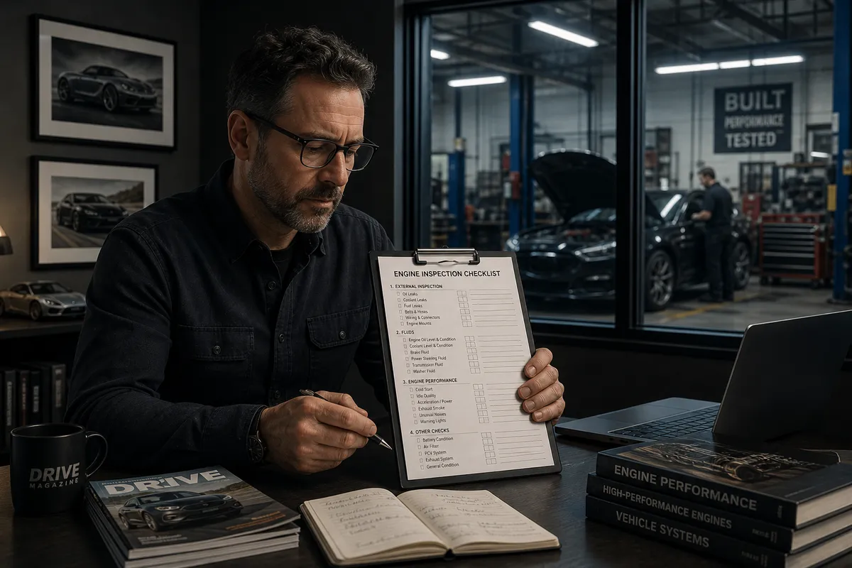 Editor checking vehicle verification documents and AI-drafted notes